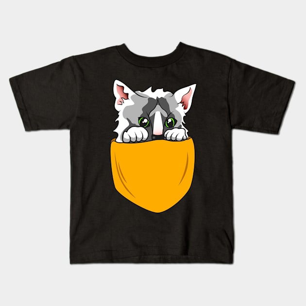 Cute Pocket Cat Kitty funny Chest Bag Kids T-Shirt by Foxxy Merch